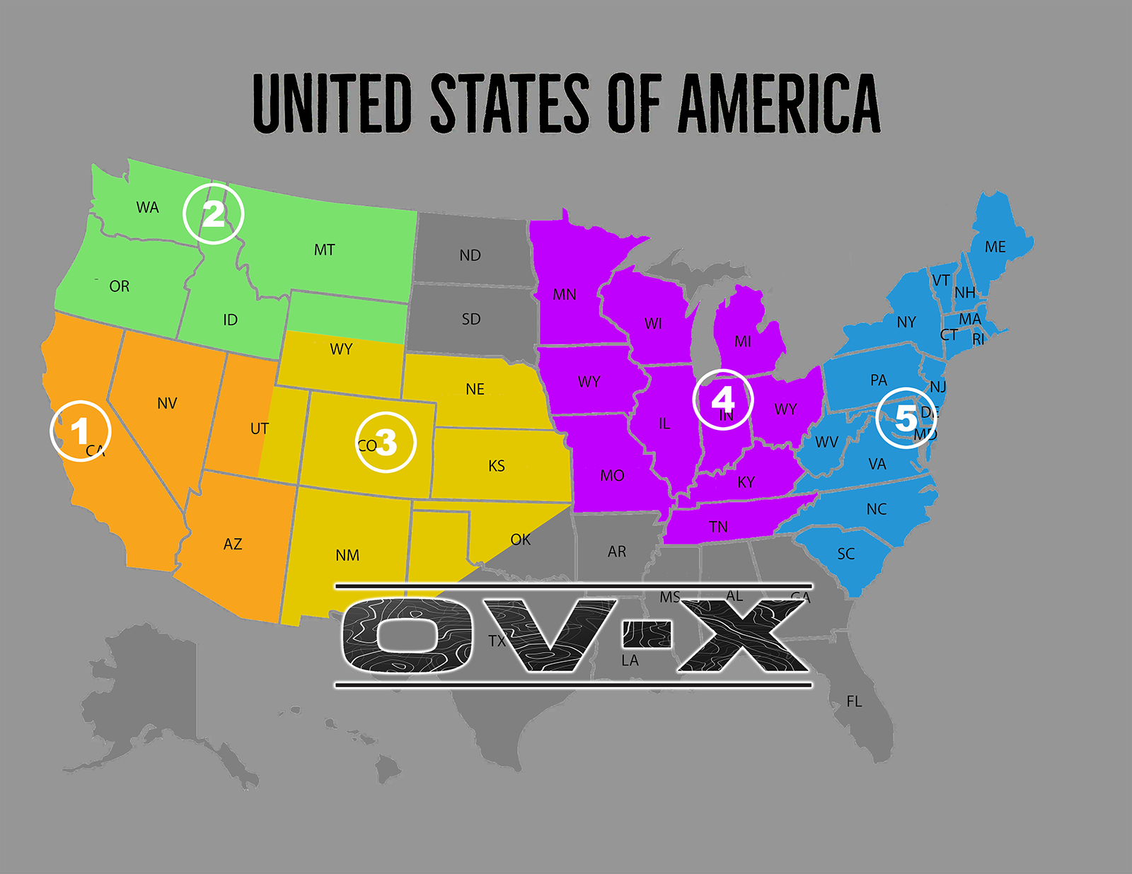 OV-X dealer location map with numbered markers